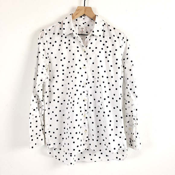GAP Boyfriend Fit SIZE S White Black Polka Dot Tunic Button Shirt Top Long Sleev - Picture 1 of 10
